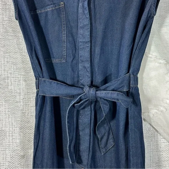 NWT 7 for all mankind angular pocket denim jumpsuit in rinsed night blue size S - Picture 7 of 11